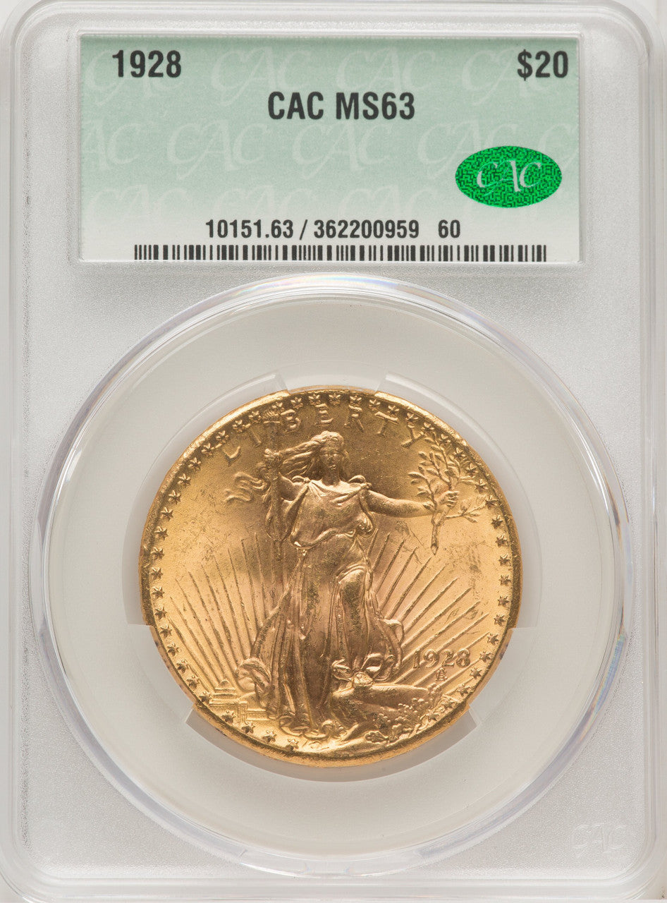 1928 $20 Saint-Gaudens Double Eagle CACG MS63