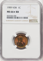 1909 1C VDB RB Lincoln Cent NGC MS66