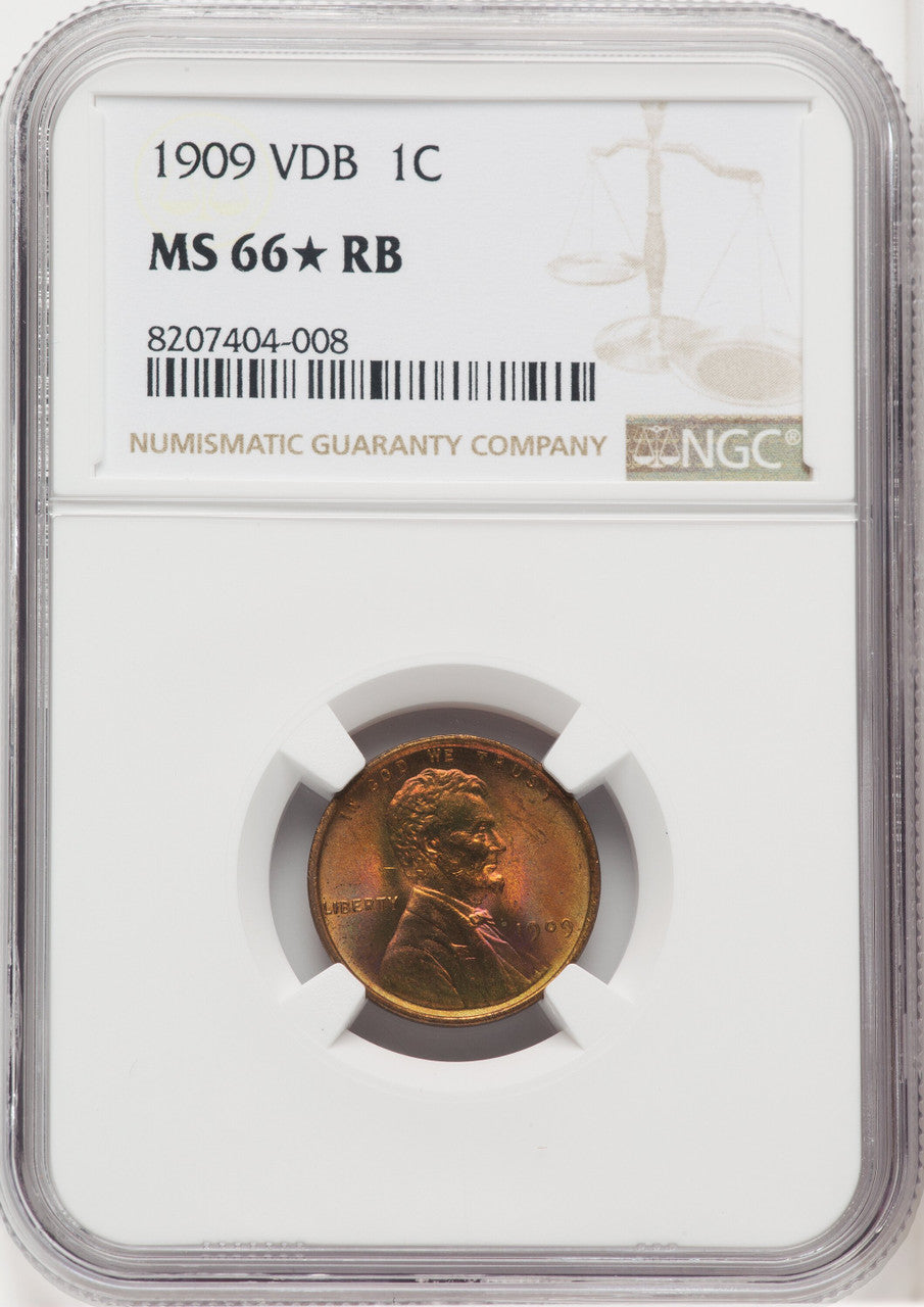 1909 1C VDB RB Lincoln Cent NGC MS66
