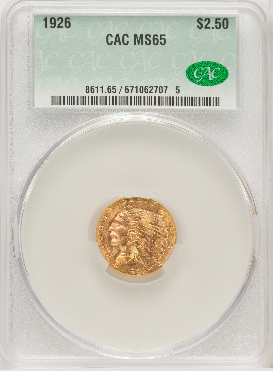 1926 $2.50 Indian Quarter Eagle CACG MS65