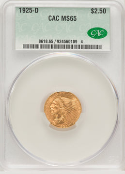 1925-D $2.50 Indian Quarter Eagle CACG MS65