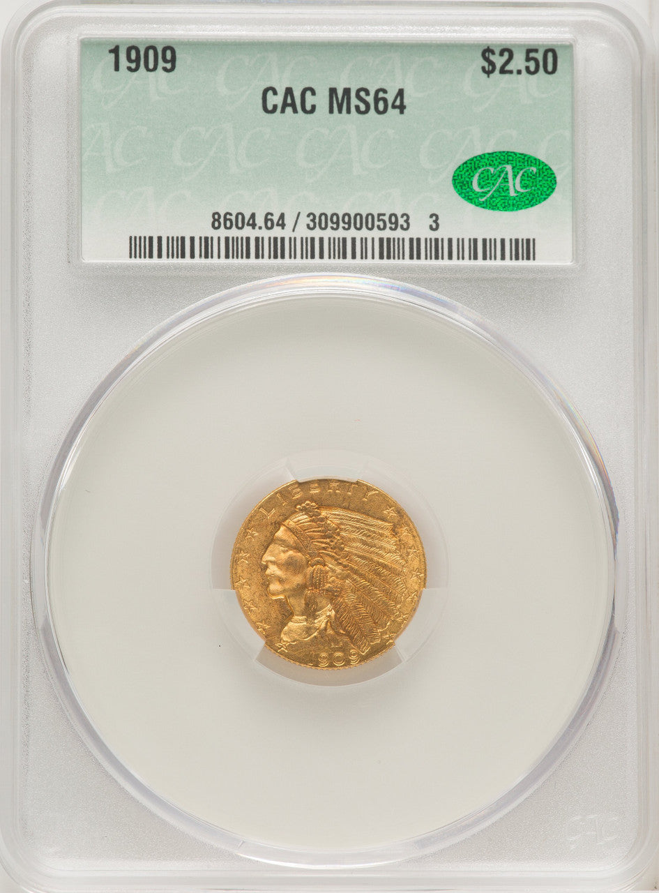1909 $2.50 Indian Quarter Eagle CACG MS64