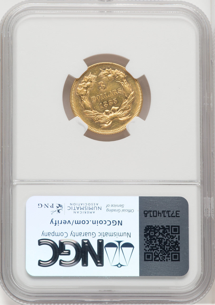 1885 $3 Three Dollar Gold Pieces NGC MS61