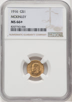 1916 G$1 McKinley Commemorative Gold NGC MS66+