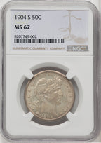 1904-S 50C Barber Half Dollar NGC MS62