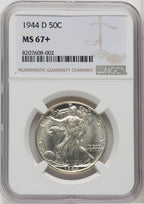 1944-D 50C Walking Liberty Half Dollar NGC MS67+