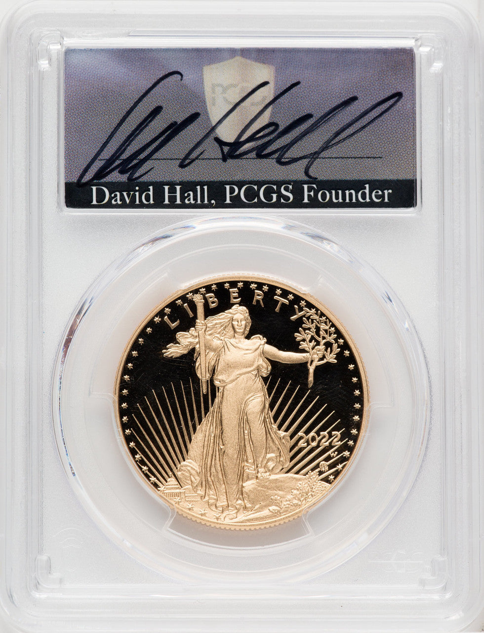 2022-W G$50 One Ounce Gold Eagle Advanced Release David Hall PCGS PR70