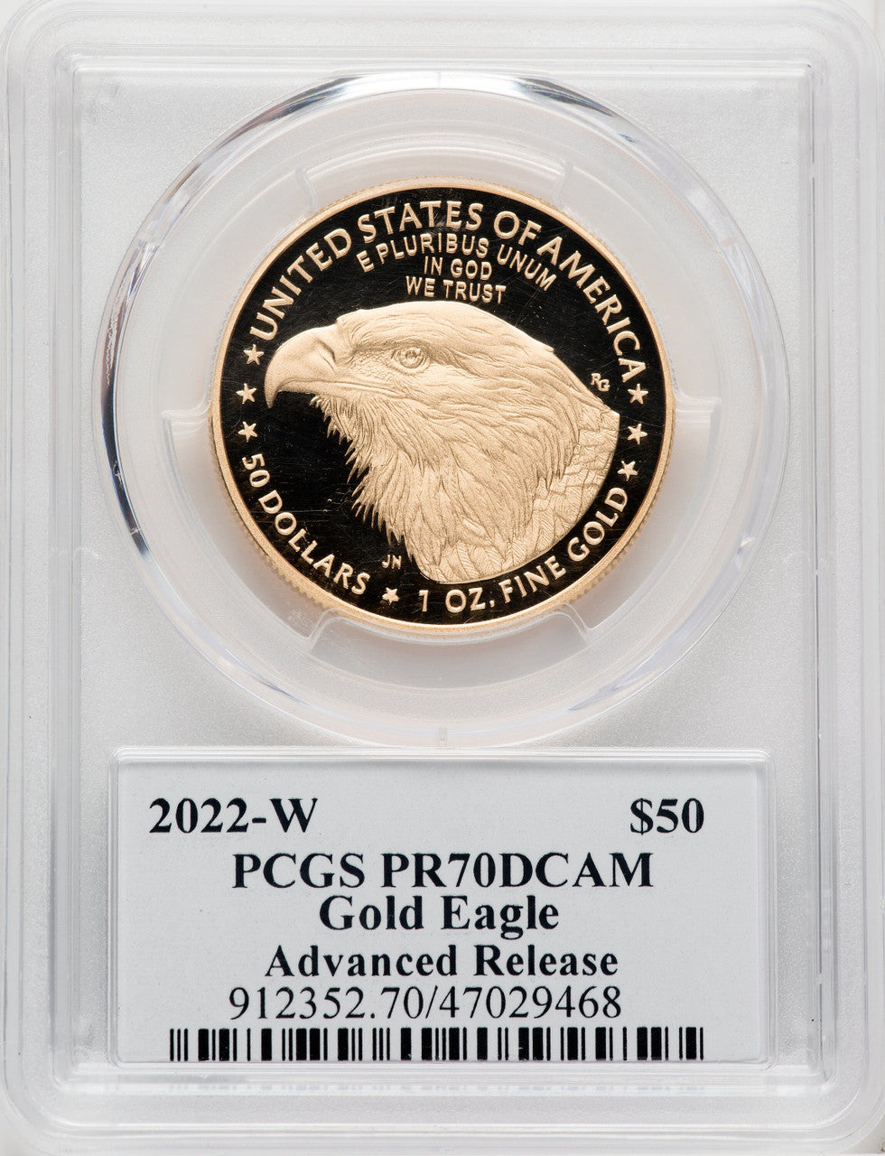 2022-W G$50 One Ounce Gold Eagle Advanced Release David Hall PCGS PR70