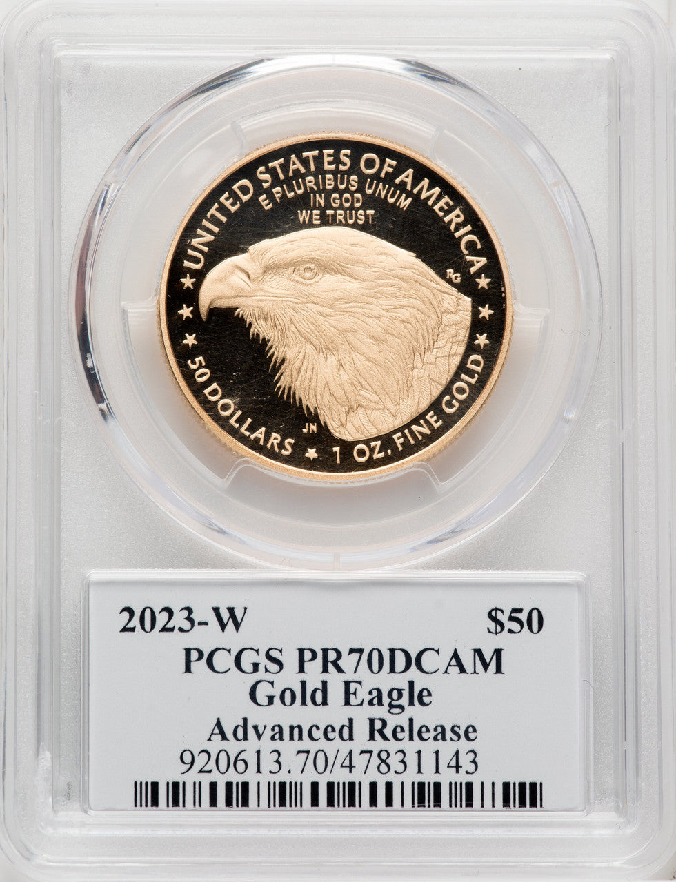 2023-W G$50 One Ounce Gold Eagle Advanced Release David Hall PCGS PR70