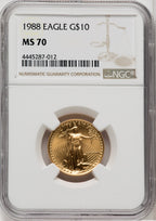 1988 $10 Quarter-Ounce Gold Eagle Brown Label NGC MS70