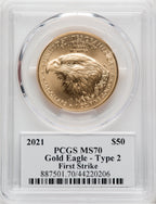 2021 One-Ounce Gold Eagle Type Two First Strike General George W. Casey Jr. PCGS MS70