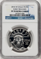 2014-W $100 One-Ounce Platinum Eagle First Strike ER Blue NGC PF70
