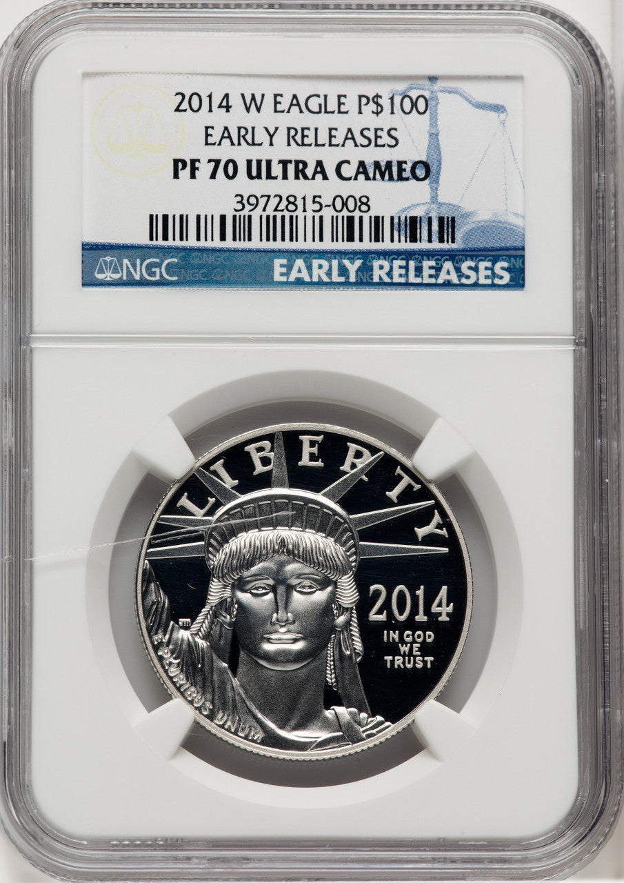 2014-W $100 One-Ounce Platinum Eagle First Strike ER Blue NGC PF70
