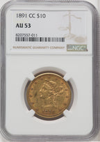 1891-CC $10 Liberty Eagle NGC AU53