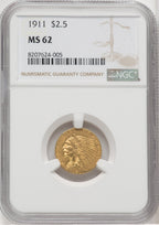1911 $2.50 Indian Quarter Eagle NGC MS62 (767661016)