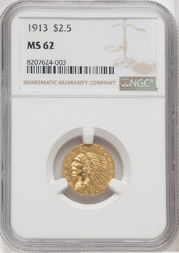 1913 $2.5  Indian Quarter Eagle NGC MS62