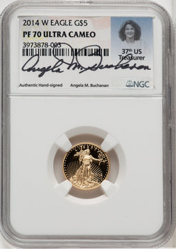 2014-W Gold American Eagle 4-Coin Set NGC PF70 Angela Buchanan Signed