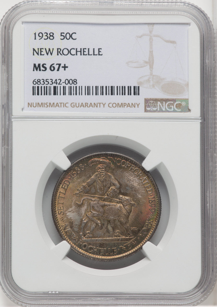 1938 50C New Rochelle Commemorative Silver NGC MS67+ (765814010)
