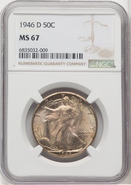 1946-D 50C Walking Liberty Half Dollar NGC MS67 (765833020)