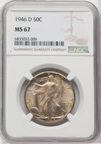 1946-D 50C Walking Liberty Half Dollar NGC MS67 (765833020)