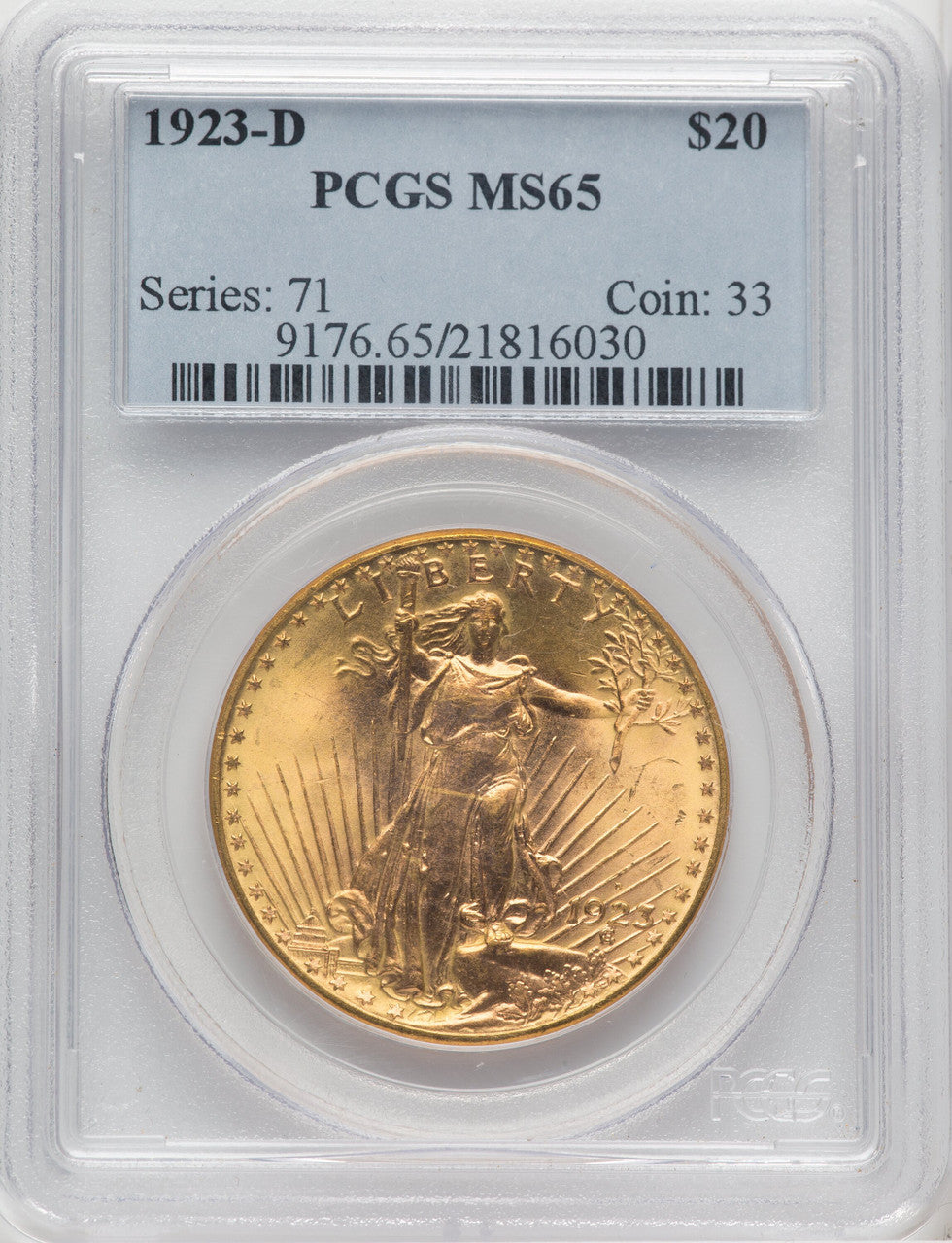 1923-D $20 Saint-Gaudens Double Eagle PCGS MS65 (767956015)