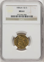 1806/4 $2.50 BD-1 Early Quarter Eagle NGC MS61