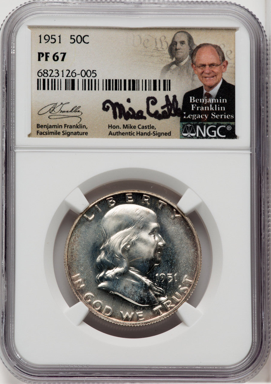 1951 50C Mike Castle Franklin Series Proof Franklin Half Dollar NGC PR67