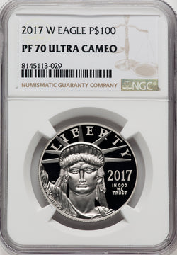 2017-W $100 One-Ounce Platinum Eagle Statue of Liberty 20th Anniversary Brown Label NGC PF70 (766539007)
