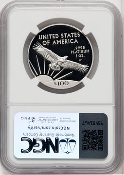 2017-W $100 One-Ounce Platinum Eagle Statue of Liberty 20th Anniversary Brown Label NGC PF70 (766539007)