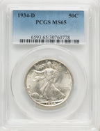 1934-D 50C Walking Liberty Half Dollar PCGS MS65