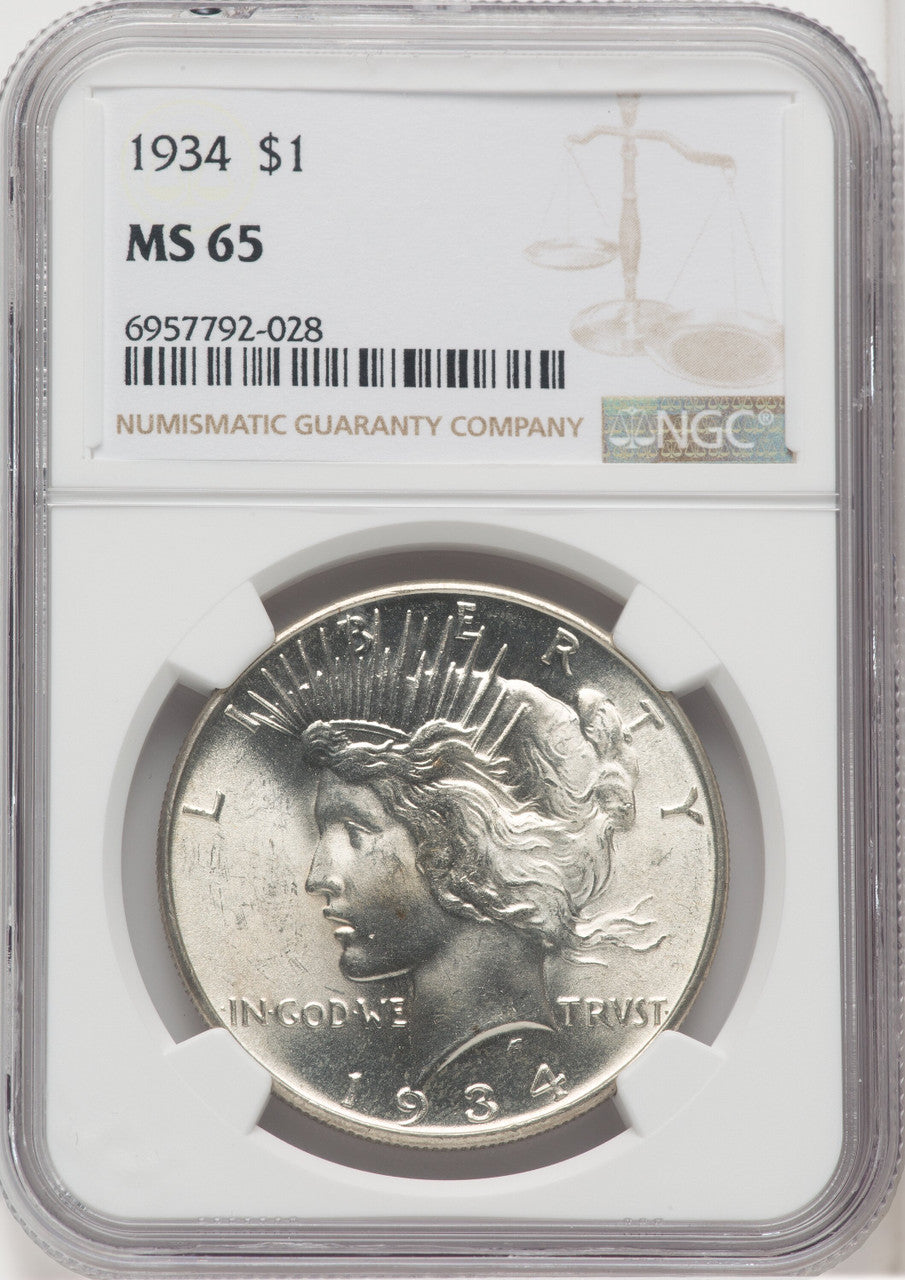 1934 Peace Dollar NGC MS65