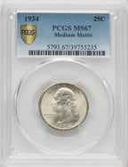 1934 25C Washington Quarter PCGS MS67
