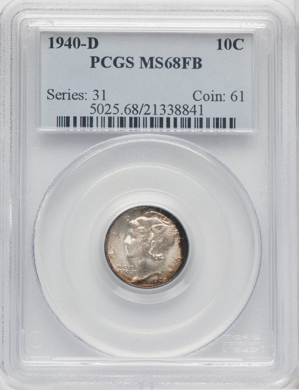 1940-D 10C FB Mercury Dime PCGS MS68 (768582006)
