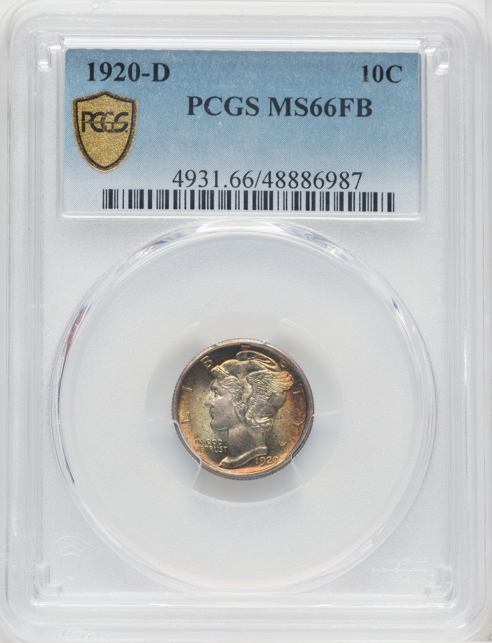 1920-D 10C FB Mercury Dime PCGS MS66