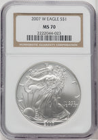 2007-W Silver Eagle Burnished Brown Label NGC MS70