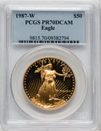 1987-W $50 One-Ounce Gold Eagle Blue Gradient PCGS PR70 (766482010)