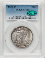 1935-D 50C CAC Walking Liberty Half Dollar PCGS MS65