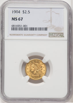 1904 $2.50 Liberty Quarter Eagle NGC MS67 (768602051)