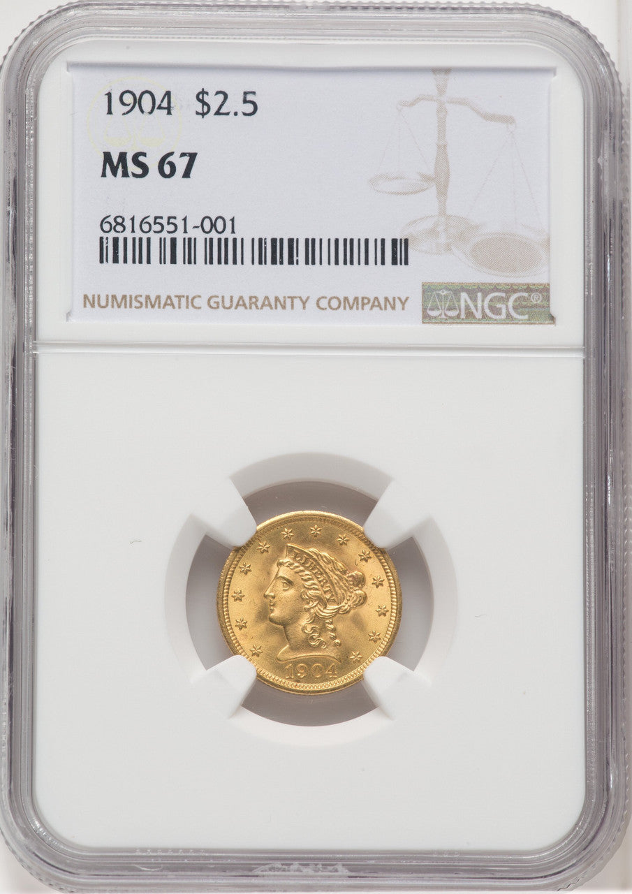 1904 $2.50 Liberty Quarter Eagle NGC MS67 (768602051)