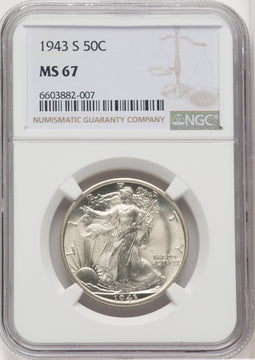 1943-S 50C Walking Liberty Half Dollar NGC MS67 (768602044)