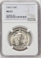1943-S 50C Walking Liberty Half Dollar NGC MS67 (768602044)