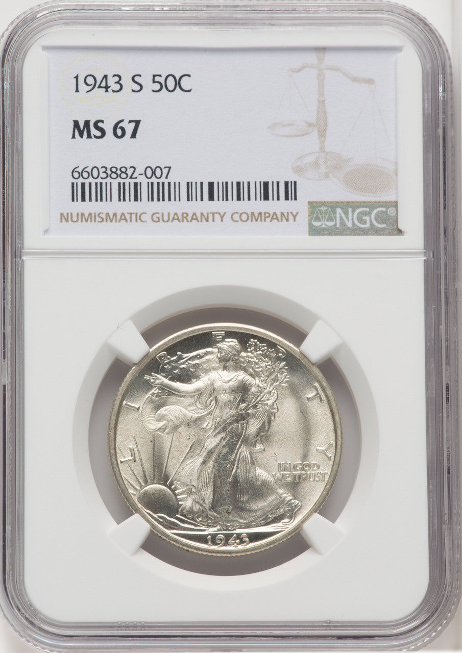 1943-S 50C Walking Liberty Half Dollar NGC MS67 (768602044)