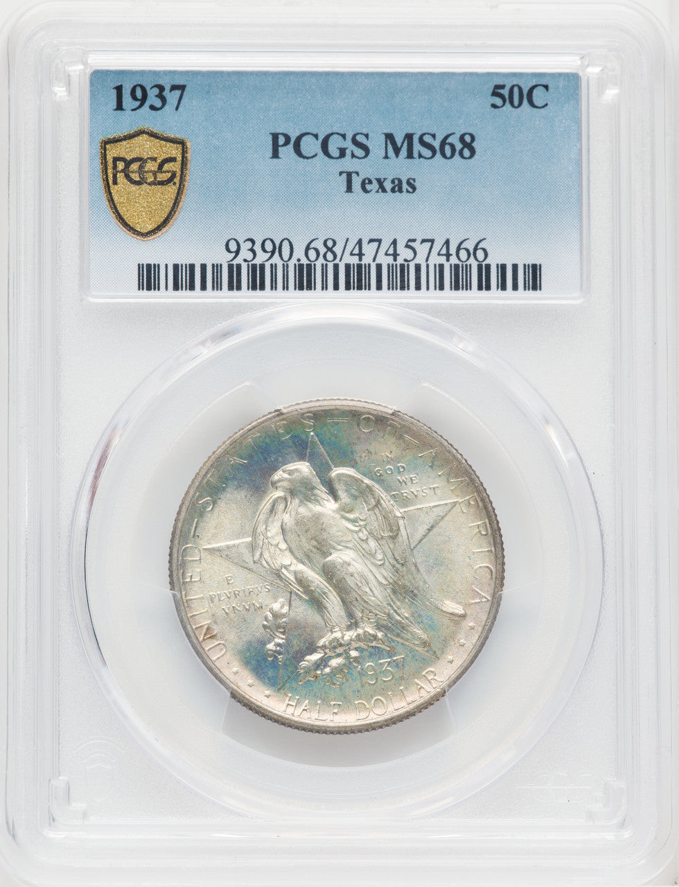 1937 50C Texas Commemorative Silver PCGS MS68 (768602041)