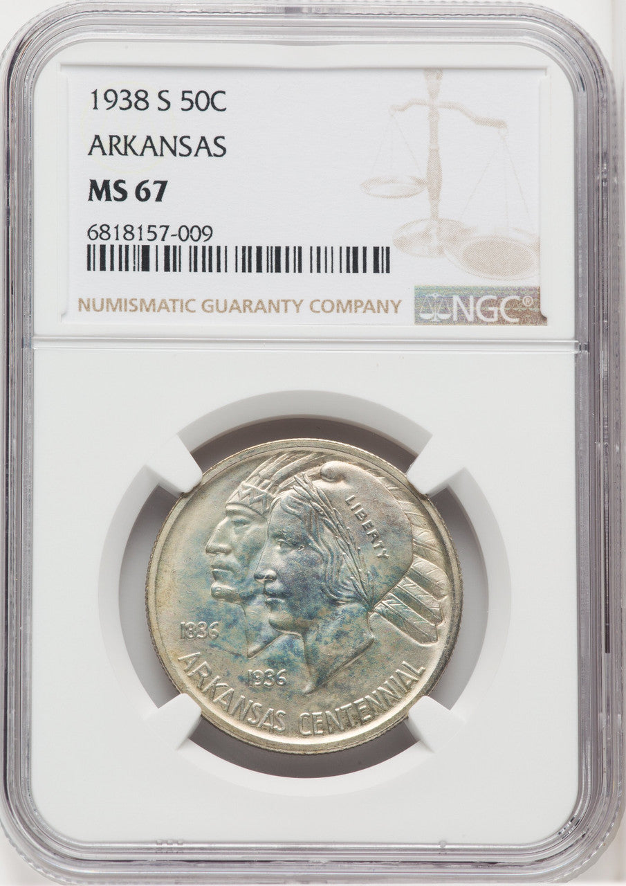 1938-S 50C Arkansas Commemorative Silver NGC MS67 (768602037)