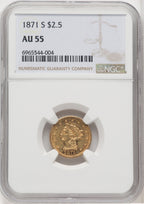 1871-S $2.50 Liberty Quarter Eagle NGC AU55