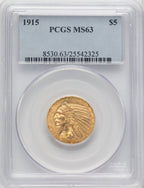 1915 $5 Indian Half Eagle PCGS MS63 (506063002)