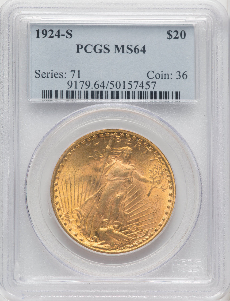 1924-S $20 Saint-Gaudens Double Eagle PCGS MS64