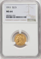 1911 $2.50 Indian Quarter Eagle NGC MS64 (768417018)