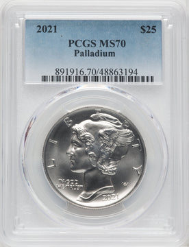 2021 $25 Palladium PCGS MS70 (506232016)