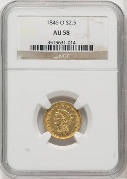 1846-O $2.50 Liberty Quarter Eagle NGC AU58